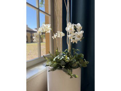 Velké umělé orchidee vč. květináče